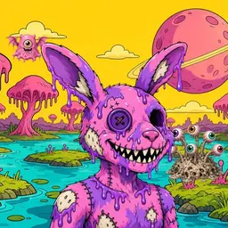 Oozlings #918, Zombie Bunny · Turquoise Swamp