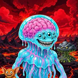 Oozlings #9201, Jellyfish Brain · Lava Fields