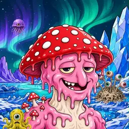 Oozlings #9212, Mushroom Head · Aurora Ice