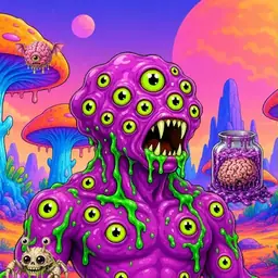 Oozlings #9217, Mutated Eyeball Cluster · Mushroom Desert