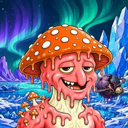Oozlings #9228, Mutated Mushroom Head · Aurora Ice