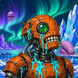 Oozlings #9229, Rusty Robot · Aurora Ice