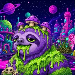 Oozlings #923, Slime Sloth · Neon City