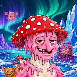 Oozlings #9233, Mushroom Head · Aurora Ice