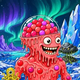 Oozlings #9242, Mutated Gumball Brain · Aurora Ice