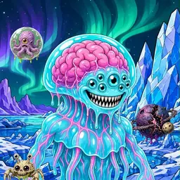 Oozlings #9249, Jellyfish Brain · Aurora Ice