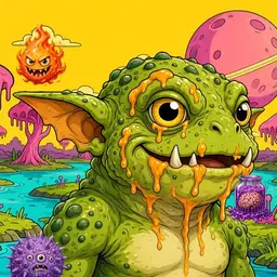 Oozlings #9251, Toad Goblin · Turquoise Swamp