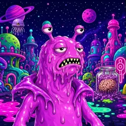 Oozlings #9252, Mutated Slug · Neon City