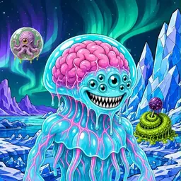 Oozlings #9257, Jellyfish Brain · Aurora Ice