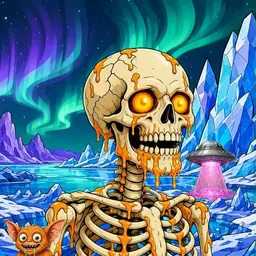 Oozlings #9264, Skull · Aurora Ice