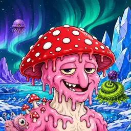 Oozlings #9290, Mushroom Head · Aurora Ice