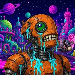 Oozlings #9294, Rusty Robot · Neon City