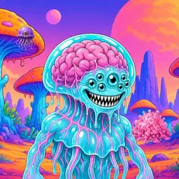 Oozlings #9298, Jellyfish Brain · Mushroom Desert