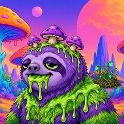 Oozlings #9308, Slime Sloth · Mushroom Desert