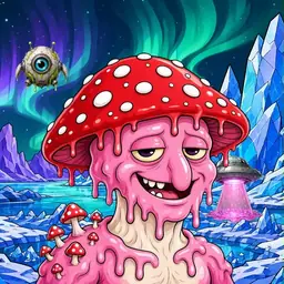 Oozlings #9309, Mushroom Head · Aurora Ice