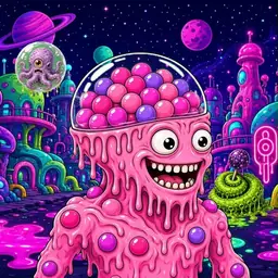 Oozlings #9317, Gumball Brain · Neon City