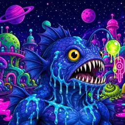 Oozlings #9319, Anglerfish · Neon City