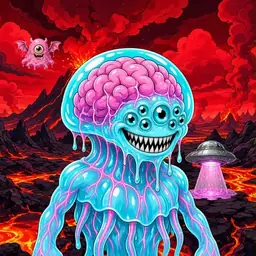 Oozlings #9325, Jellyfish Brain · Lava Fields