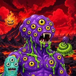 Oozlings #9328, Eyeball Cluster · Lava Fields