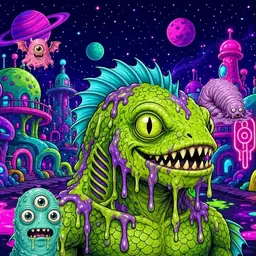 Oozlings #9340, Swamp Fish · Neon City