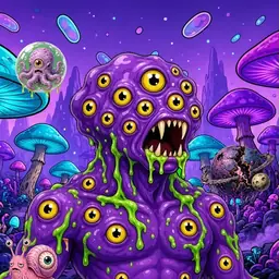 Oozlings #9346, Eyeball Cluster · Fungus Forest