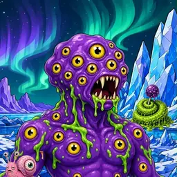Oozlings #9350, Eyeball Cluster · Aurora Ice