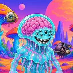 Oozlings #9352, Jellyfish Brain · Mushroom Desert