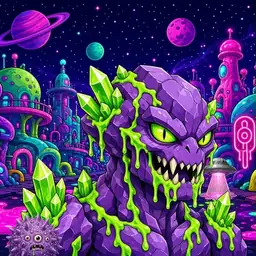 Oozlings #9357, Crystal Rock · Neon City