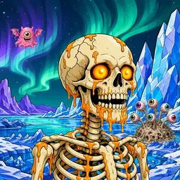 Oozlings #9358, Skull · Aurora Ice