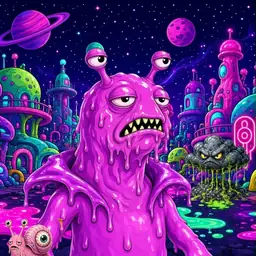Oozlings #9369, Mutated Slug · Neon City