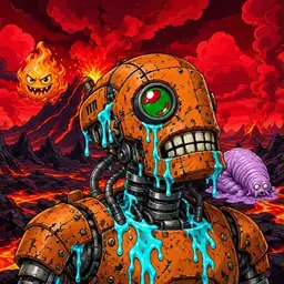 Oozlings #9373, Rusty Robot · Lava Fields
