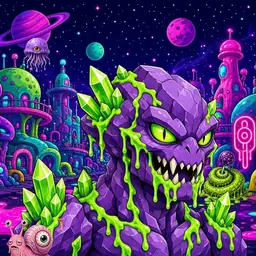 Oozlings #9379, Crystal Rock · Neon City