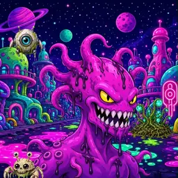 Oozlings #9381, Squid · Neon City