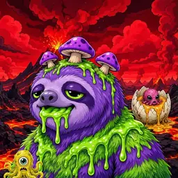 Oozlings #9382, Slime Sloth · Lava Fields