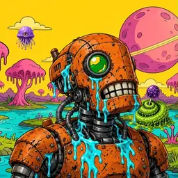 Oozlings #9383, Rusty Robot · Turquoise Swamp