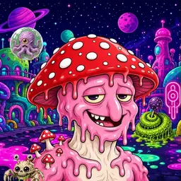 Oozlings #9386, Mushroom Head · Neon City