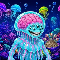 Oozlings #9398, Jellyfish Brain · Glow Reef