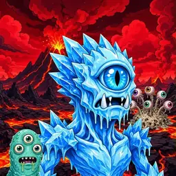 Oozlings #9406, Ice Cyclops · Lava Fields