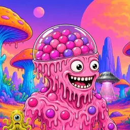 Oozlings #9408, Gumball Brain · Mushroom Desert