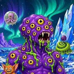 Oozlings #9427, Eyeball Cluster · Aurora Ice