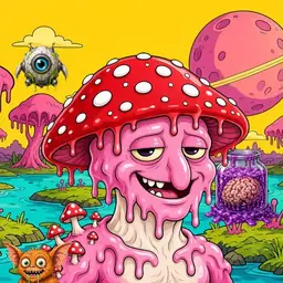 Oozlings #943, Mushroom Head · Turquoise Swamp