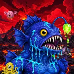 Oozlings #9432, Anglerfish · Lava Fields