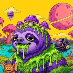 Oozlings #9437, Slime Sloth · Turquoise Swamp