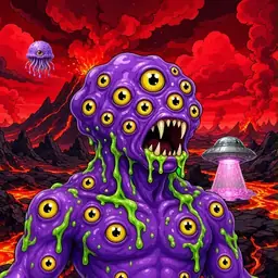 Oozlings #9444, Eyeball Cluster · Lava Fields