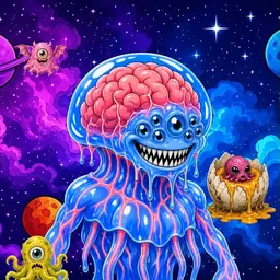 Oozlings #9447, Mutated Jellyfish Brain · Void Nebula
