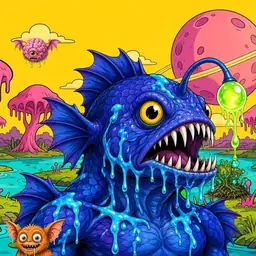 Oozlings #9449, Anglerfish · Turquoise Swamp