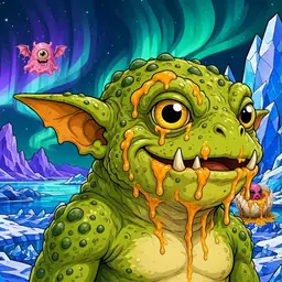 Oozlings #9456, Toad Goblin · Aurora Ice