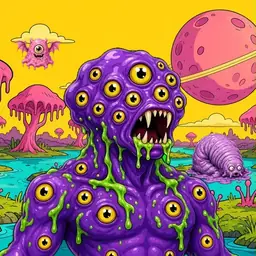 Oozlings #9463, Eyeball Cluster · Turquoise Swamp