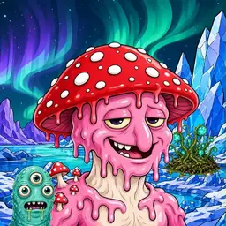 Oozlings #9470, Mushroom Head · Aurora Ice