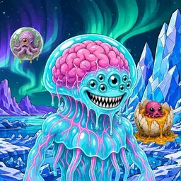 Oozlings #9476, Jellyfish Brain · Aurora Ice